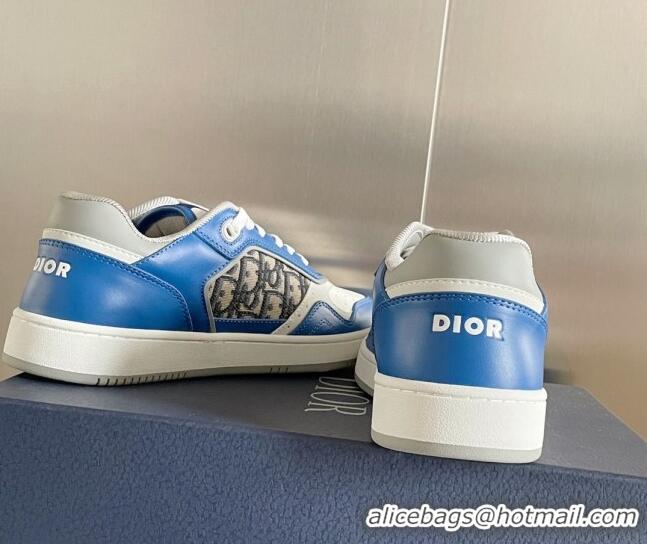 Top Grade Dior B27 Low-Top Sneakers in Calfskin and Oblique Canvas Blue/White 122691