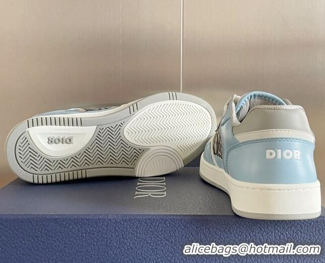 Low Price Dior B27 Low-Top Sneakers in Calfskin and Oblique Canvas Light Blue 122695