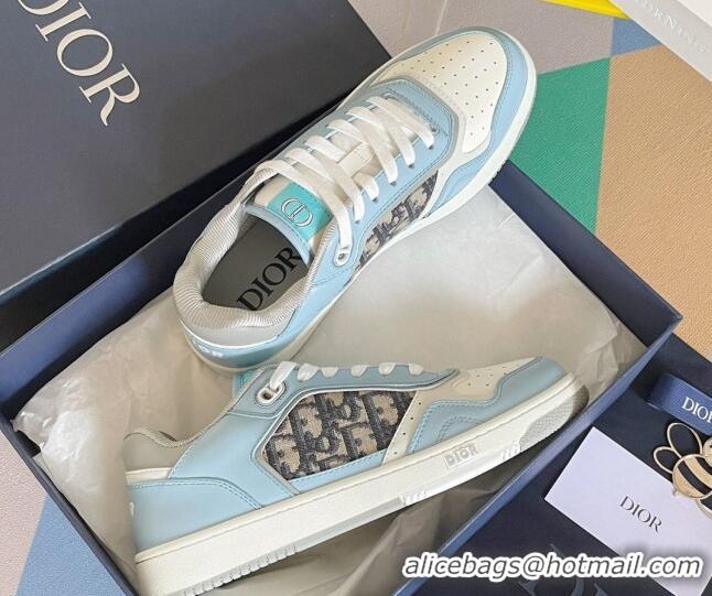 Low Price Dior B27 Low-Top Sneakers in Calfskin and Oblique Canvas Light Blue 122695