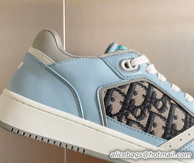 Low Price Dior B27 Low-Top Sneakers in Calfskin and Oblique Canvas Light Blue 122695