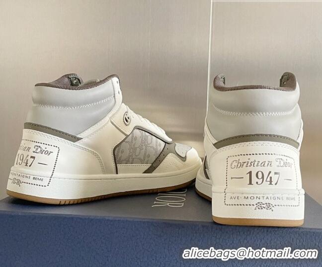 Luxurious Dior B27 High-Top Sneakers in Calfskin White /Grey 1226101