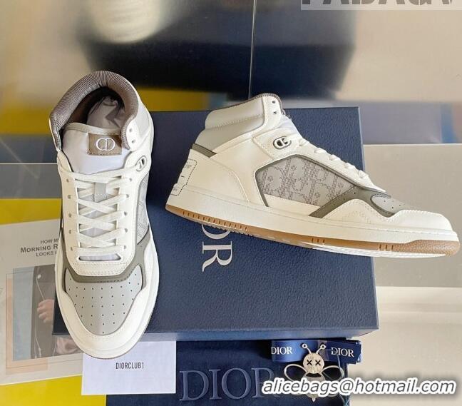 Luxurious Dior B27 High-Top Sneakers in Calfskin White /Grey 1226101