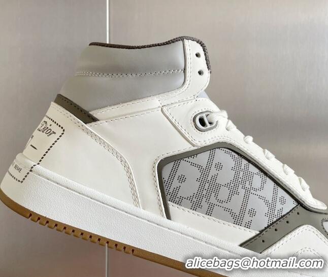 Luxurious Dior B27 High-Top Sneakers in Calfskin White /Grey 1226101