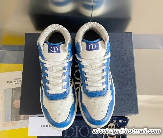 Unique Style Dior B27 High-Top Sneakers in Calfskin and Oblique Canvas Blue 1226102