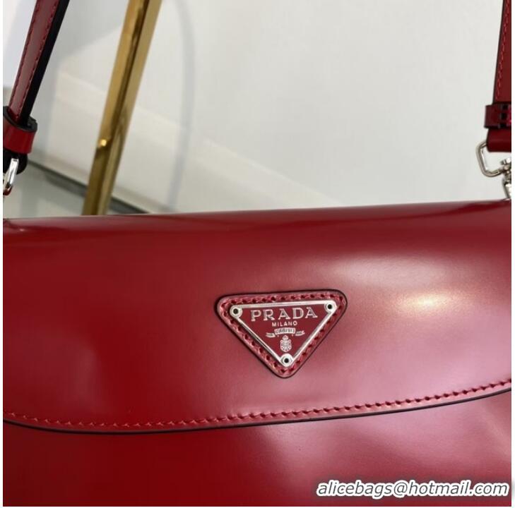 Cheapest Prada Cleo brushed leather shoulder bag with flap 1BD311 red