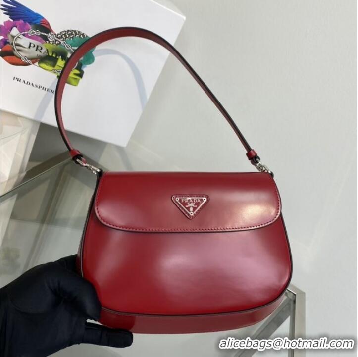 Cheapest Prada Cleo brushed leather shoulder bag with flap 1BD311 red