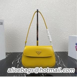 Top Quality Prada Cleo brushed leather shoulder bag with flap 1BD311 yellow