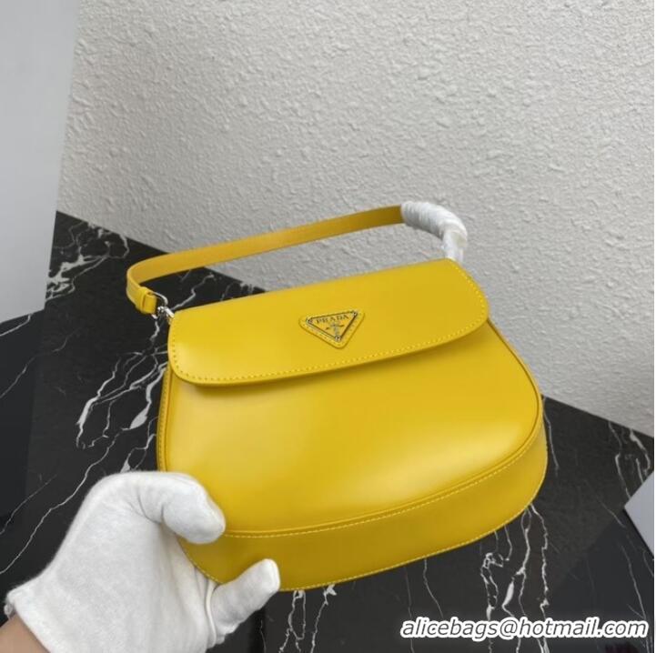 Top Quality Prada Cleo brushed leather shoulder bag with flap 1BD311 yellow