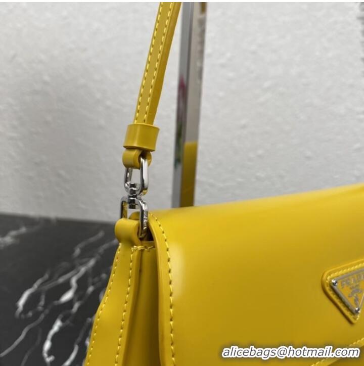 Top Quality Prada Cleo brushed leather shoulder bag with flap 1BD311 yellow