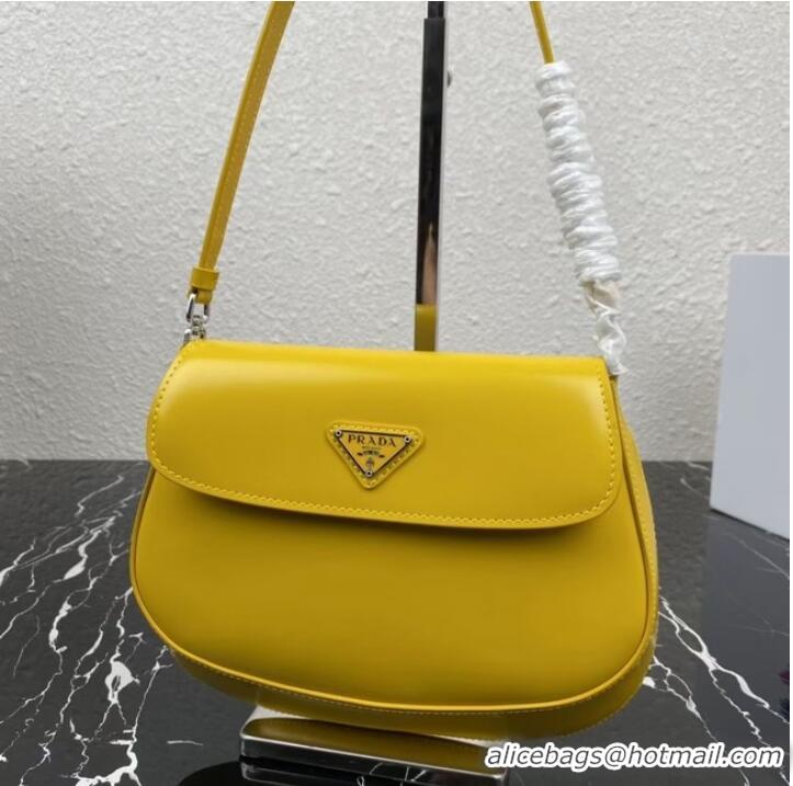 Top Quality Prada Cleo brushed leather shoulder bag with flap 1BD311 yellow