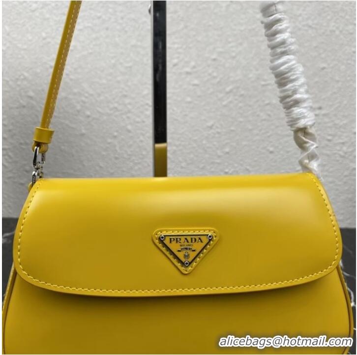 Top Quality Prada Cleo brushed leather shoulder bag with flap 1BD311 yellow