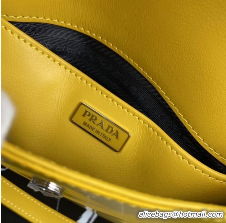 Top Quality Prada Cleo brushed leather shoulder bag with flap 1BD311 yellow