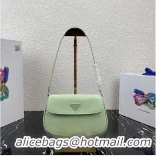 Inexpensive Prada Cleo brushed leather shoulder bag with flap 1BD311 light green