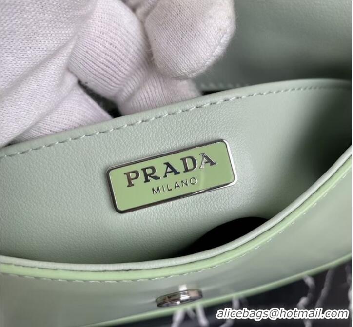 Inexpensive Prada Cleo brushed leather shoulder bag with flap 1BD311 light green