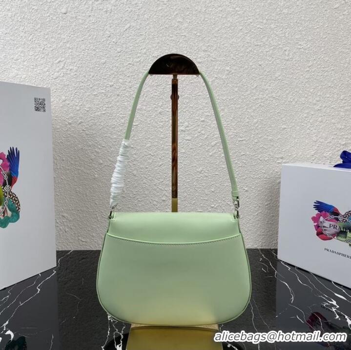 Inexpensive Prada Cleo brushed leather shoulder bag with flap 1BD311 light green