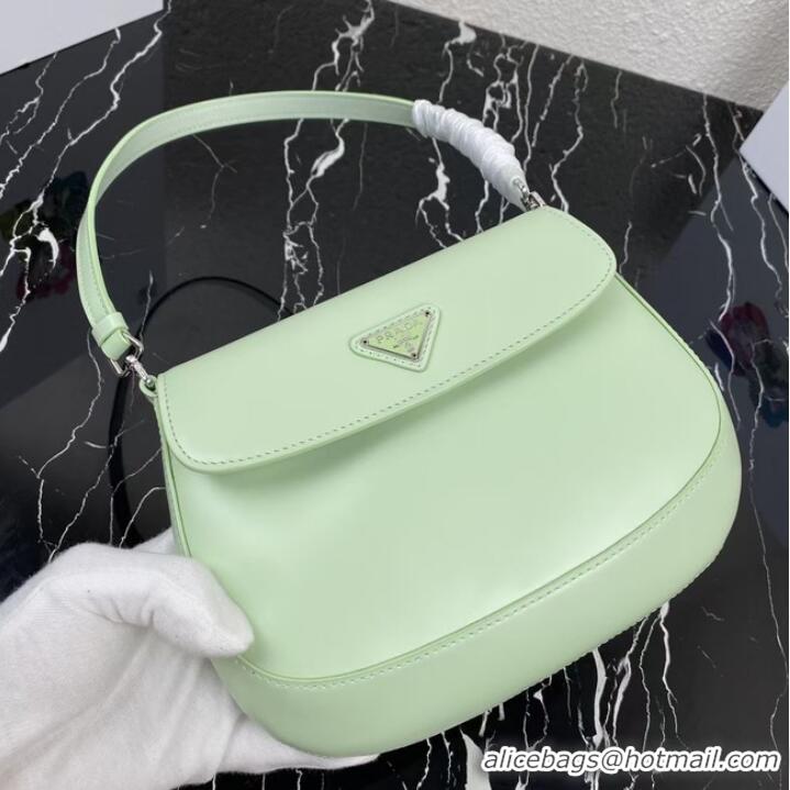 Inexpensive Prada Cleo brushed leather shoulder bag with flap 1BD311 light green