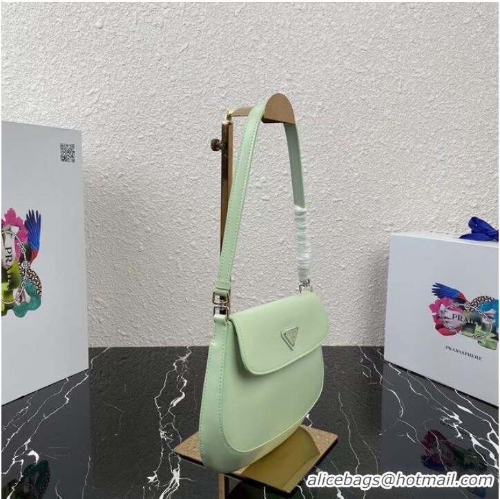 Inexpensive Prada Cleo brushed leather shoulder bag with flap 1BD311 light green