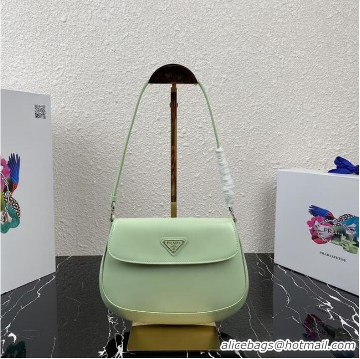 Inexpensive Prada Cleo brushed leather shoulder bag with flap 1BD311 light green