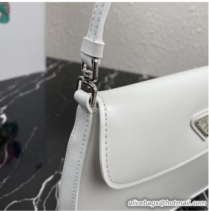 Affordable Price Prada Cleo brushed leather shoulder bag with flap 1BD311 white