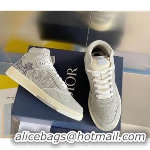 Best Price Dior B27 High-Top Sneakers in Calfskin Grey 1226104