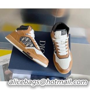 Purchase Dior B27 High-Top Sneakers in Calfskin and Oblique Canvas Brown 1226105