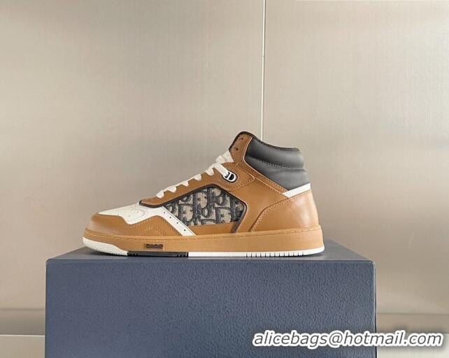 Purchase Dior B27 High-Top Sneakers in Calfskin and Oblique Canvas Brown 1226105