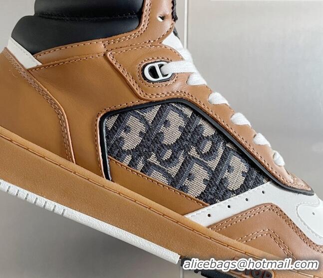 Purchase Dior B27 High-Top Sneakers in Calfskin and Oblique Canvas Brown 1226105