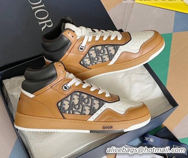 Purchase Dior B27 High-Top Sneakers in Calfskin and Oblique Canvas Brown 1226105