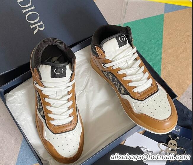 Purchase Dior B27 High-Top Sneakers in Calfskin and Oblique Canvas Brown 1226105