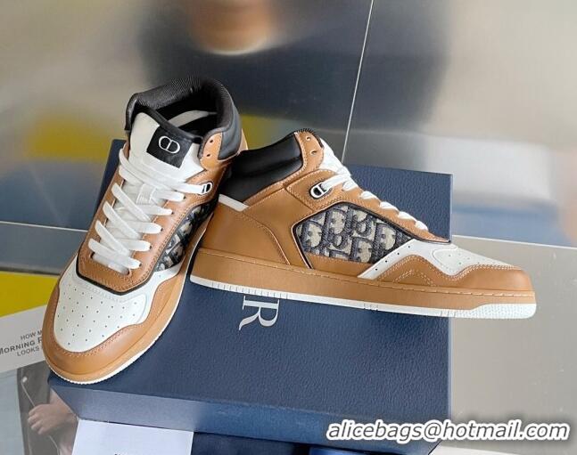 Purchase Dior B27 High-Top Sneakers in Calfskin and Oblique Canvas Brown 1226105