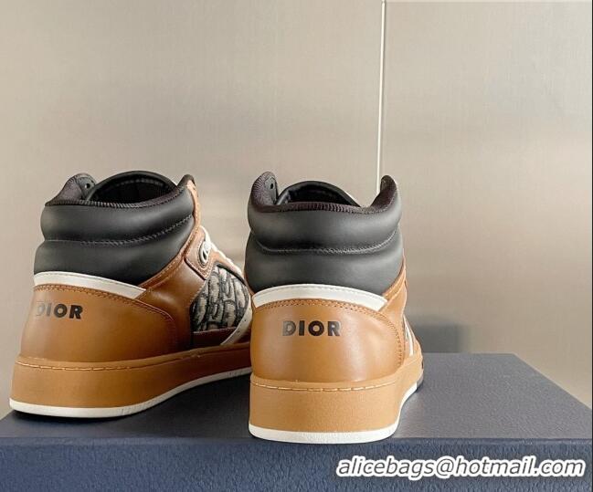 Purchase Dior B27 High-Top Sneakers in Calfskin and Oblique Canvas Brown 1226105