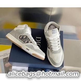 Unique Style Dior B27 High-Top Sneakers in Calfskin and Oblique Canvas Grey 1226107