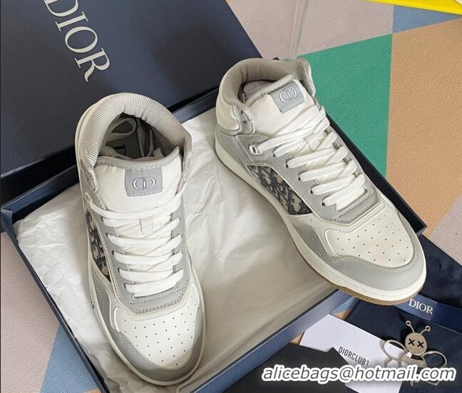 Unique Style Dior B27 High-Top Sneakers in Calfskin and Oblique Canvas Grey 1226107