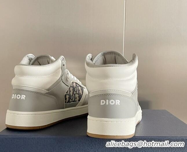 Unique Style Dior B27 High-Top Sneakers in Calfskin and Oblique Canvas Grey 1226107