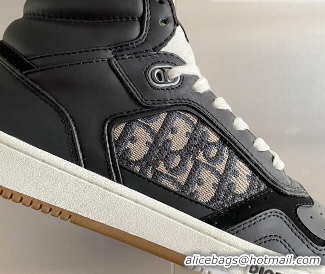 Grade Quality Dior B27 High-Top Sneakers in Calfskin and Oblique Canvas Black 1226108