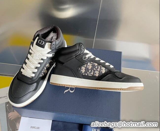 Grade Quality Dior B27 High-Top Sneakers in Calfskin and Oblique Canvas Black 1226108