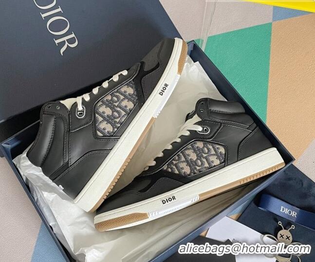 Grade Quality Dior B27 High-Top Sneakers in Calfskin and Oblique Canvas Black 1226108