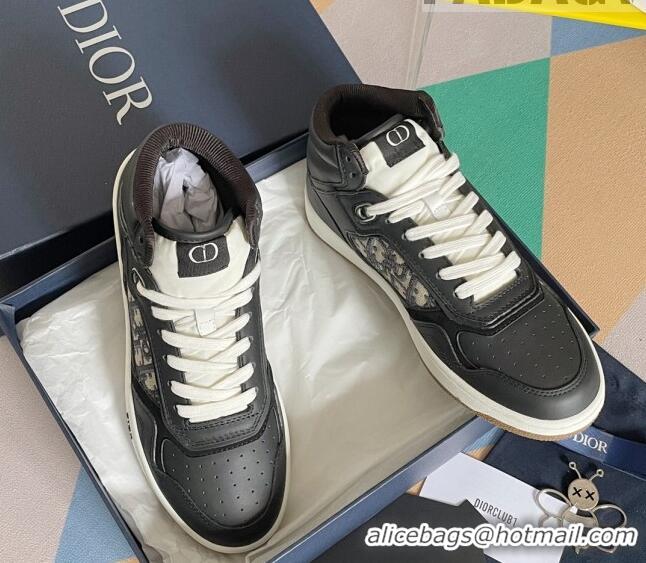 Grade Quality Dior B27 High-Top Sneakers in Calfskin and Oblique Canvas Black 1226108