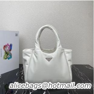 Famous Brand Prada Medium padded Soft nappa leather bag 1BG413 White