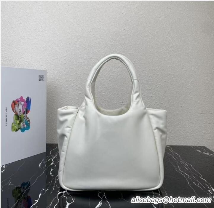 Famous Brand Prada Medium padded Soft nappa leather bag 1BG413 White