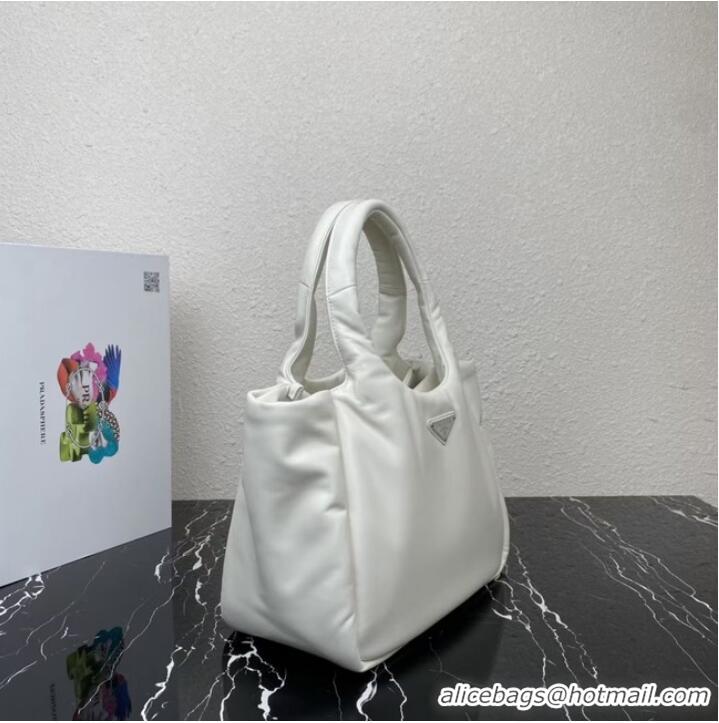 Famous Brand Prada Medium padded Soft nappa leather bag 1BG413 White