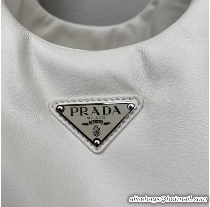 Famous Brand Prada Medium padded Soft nappa leather bag 1BG413 White