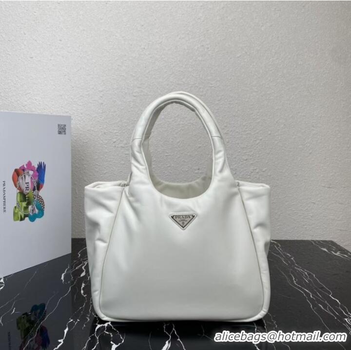 Famous Brand Prada Medium padded Soft nappa leather bag 1BG413 White