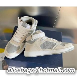 Best Grade Dior B27 High-Top Sneakers with Buckle in Calfskin White/Grey 1226109