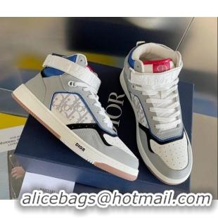 Popular Style Dior B27 High-Top Sneakers with Buckle in Calfskin Grey 1226110