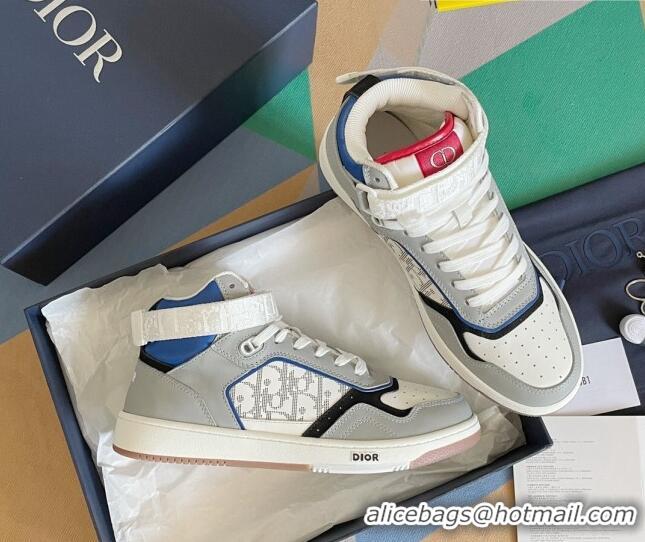 Popular Style Dior B27 High-Top Sneakers with Buckle in Calfskin Grey 1226110