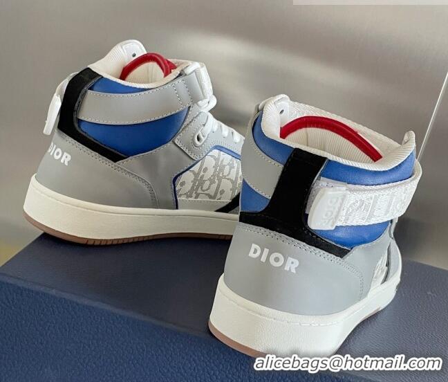 Popular Style Dior B27 High-Top Sneakers with Buckle in Calfskin Grey 1226110