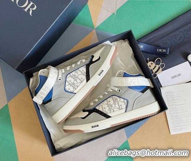 Popular Style Dior B27 High-Top Sneakers with Buckle in Calfskin Grey 1226110