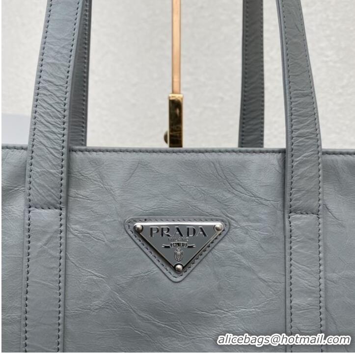 Promotional Prada Small antique nappa leather tote 1BG459 Slate Gray