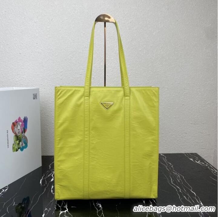 New Style Prada Medium antiqued nappa leather tote bag 1BG587 yellow